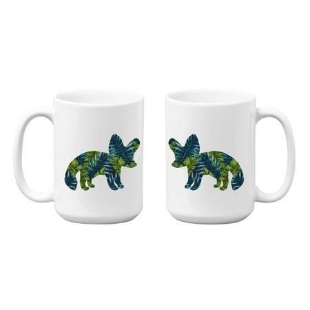 

Leaves Pattern Fox (Fennec) on 15 oz White Ceramic Mug (Pattern1)