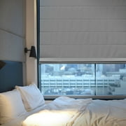MOOD Custom Fabric Roman Shades for Windows | Cordless + Designer Styles with Thermal Backing | 24 inches wide blinds for Bedroom Living Room Doors and Homes | Stone Gray (Privacy) | 24"W x 48"H