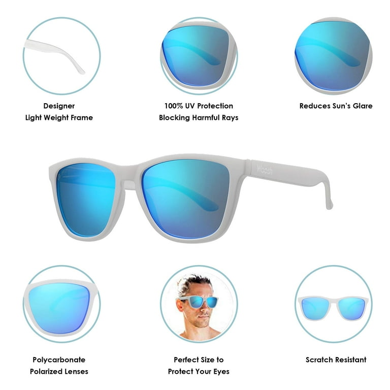 Woosh Polarized Sunglasses for Men and Women - Lightweight unisex Sun Glasses with UV Protection for Driving Fishing, Running, Sports, Beach and