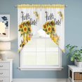 thumbnail image 6 of Sunflower Kitchen Window Curtains, Swag Curtains Valance for Bedroom Living Room Bathroom, Yellow Plaid Watercolor Bee Floral Rod Pocket Window Treatment Curtain Block Drapes 2 Panels 36"x63", 6 of 9