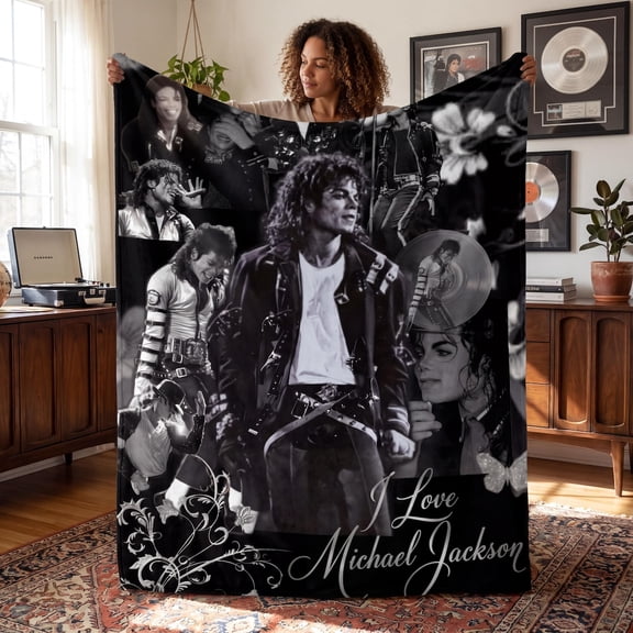 Michael Famous Music Ultra Soft Flannel Blanket, Michael J Fan Gift, Cozy Warm Bedroom Couch Sofa Travel Camping Throw, Birthday Christmas Gift
