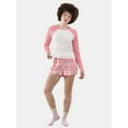 thumbnail image 2 of No Boundaries Long Sleeve Tee and Flannel Shorts Pajama Set, 2-Piece, Women’s and Women’s Plus, 2 of 5