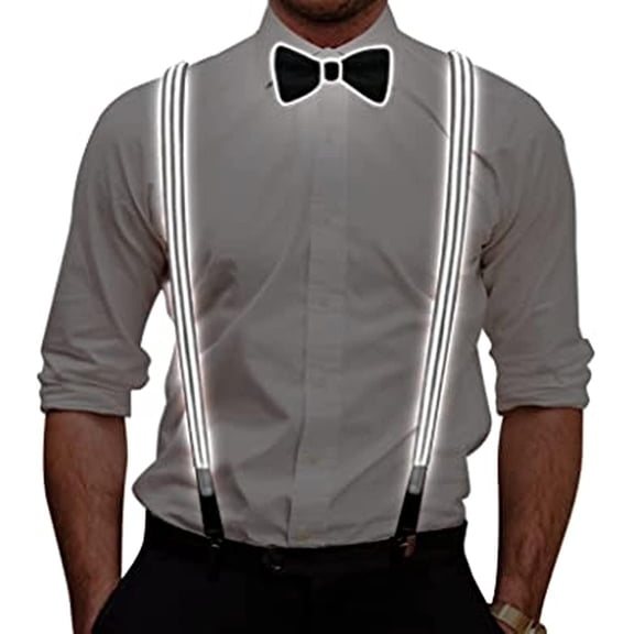 LINLIN Light Up Suspenders, Mens Luminous Suspenders Party LED Belt Adjustable Perfect for Party