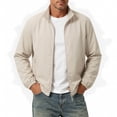 thumbnail image 2 of FRSASU Men's Lightweight Windbreaker Jacket Stand Collar Zip Side Pocket Elastic Cuff Casual office Coat White, 2 of 9