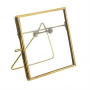 Saltoro Sherpi 4 Inches Rectangular Metal Easel Frame with Latch, Brass