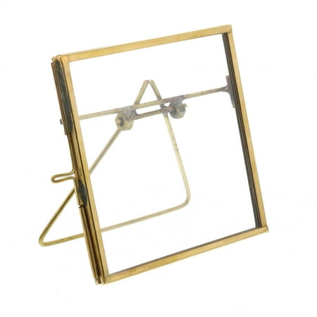 Saltoro Sherpi 4 Inches Rectangular Metal Easel Frame with Latch, Brass