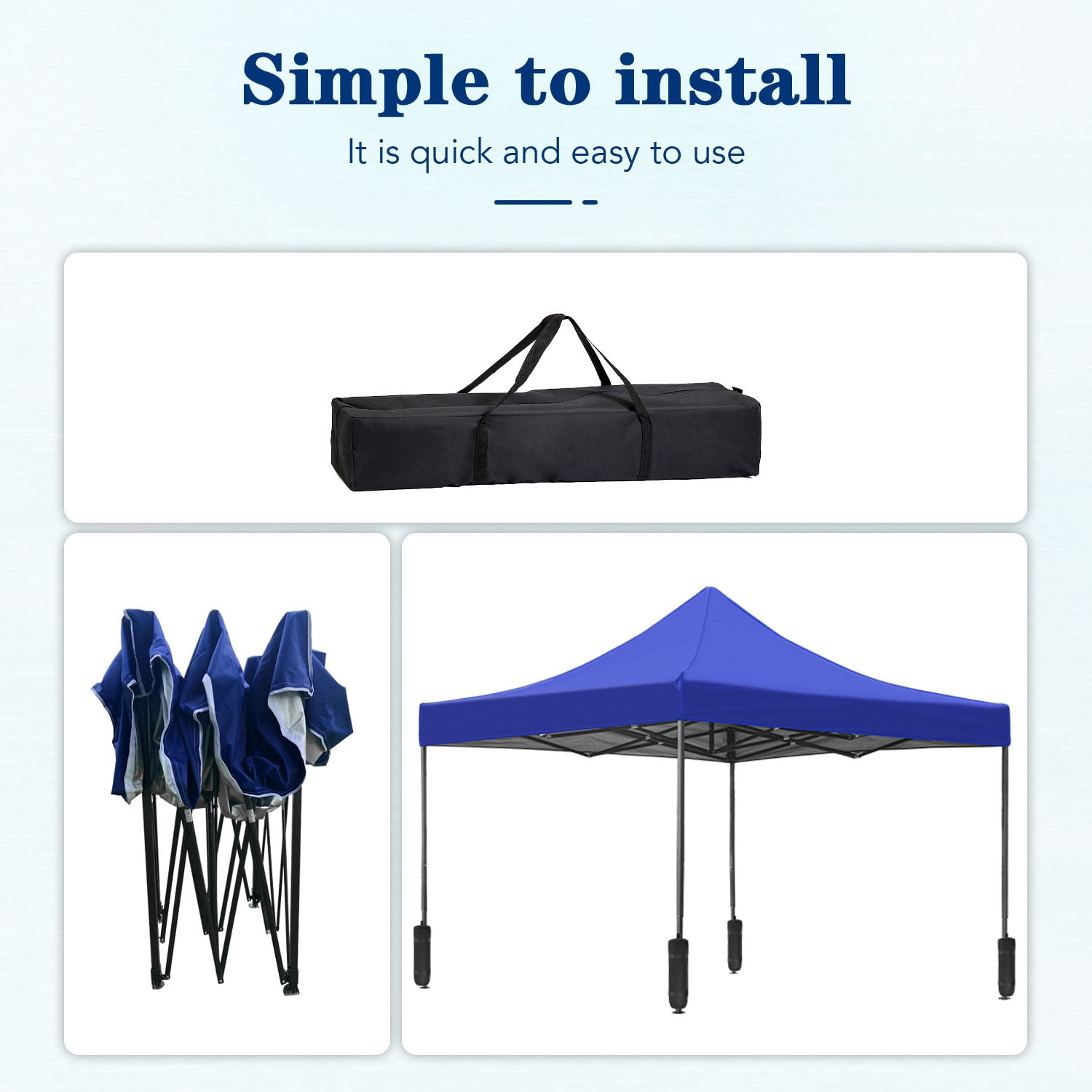10x10 Pop up Canopy Tent for Outside, Waterproof Canopy Tents for Beach with UV Protection Outdoor Party Tent Canopy Straight Leg Shade Canopy, Blue