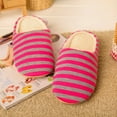 thumbnail image 6 of GERsome Women Slippers Stripe Warm Soft Bedroom Shoes Fuzzy Closed Toe Sandals Non Slip House Bedroom Slippers, 6 of 8