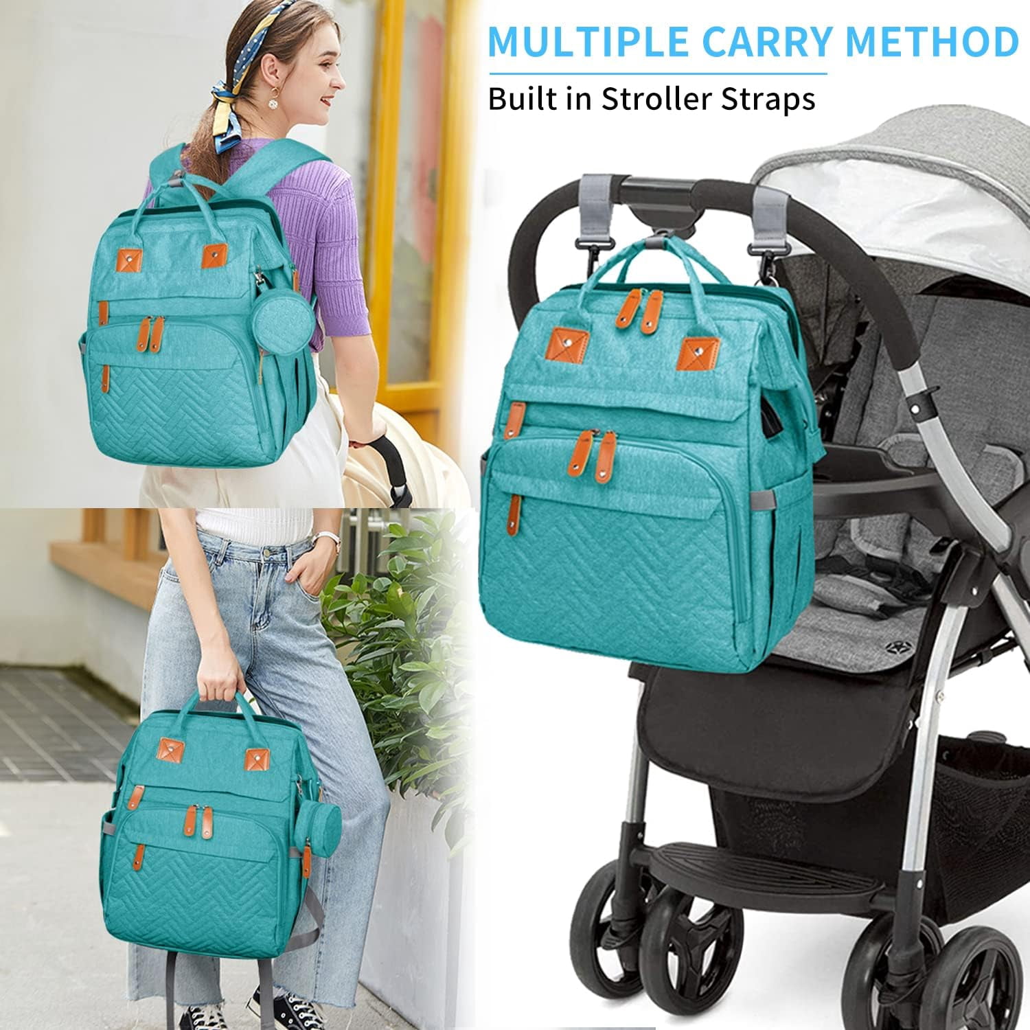 Diaper Bag Backpack with Detachable Changing Station, Large Capacity Baby Diaper Bags for Boys & Girls, Baby Registry Search Stuff & Shower Gifts, Newborn Essentials Must Haves, Lake Blue