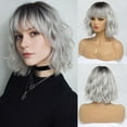 thumbnail image 7 of Short Auburn Wigs for Women Dark Ginger Wig with Bangs Wigs Natural Looking Curly Hair Medium Length Synthetic Bob Wig Wavy Colorful Wigs（14 Inches）, 7 of 7