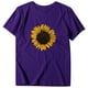 thumbnail image 3 of Gibobby Camisetas de verano para mujer Blusa manga corta con cuello redondo y estampado girasol talla grande para mujer(Morado,M), 3 of 5