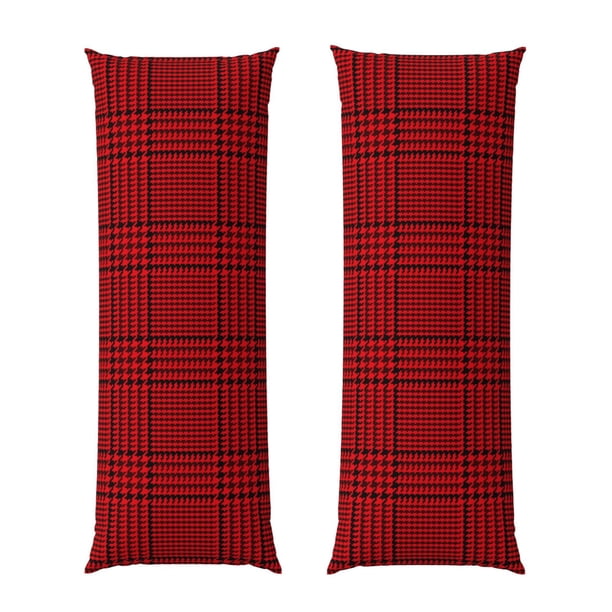 Fotbe Red Black Houndstooth Funda para Almohada Corporal con Diseño, Funda de Microfibra Ultrasuave de 20x54 Pulgadas, Ropa de Cama Elegante