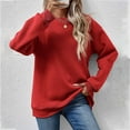 thumbnail image 4 of Jewelreauty Women Solid Color Long Sleeve Sweatshirts Crewneck Comfort Pullover Tops Casual Loose Hoodless Blouses (M, Red), 4 of 4