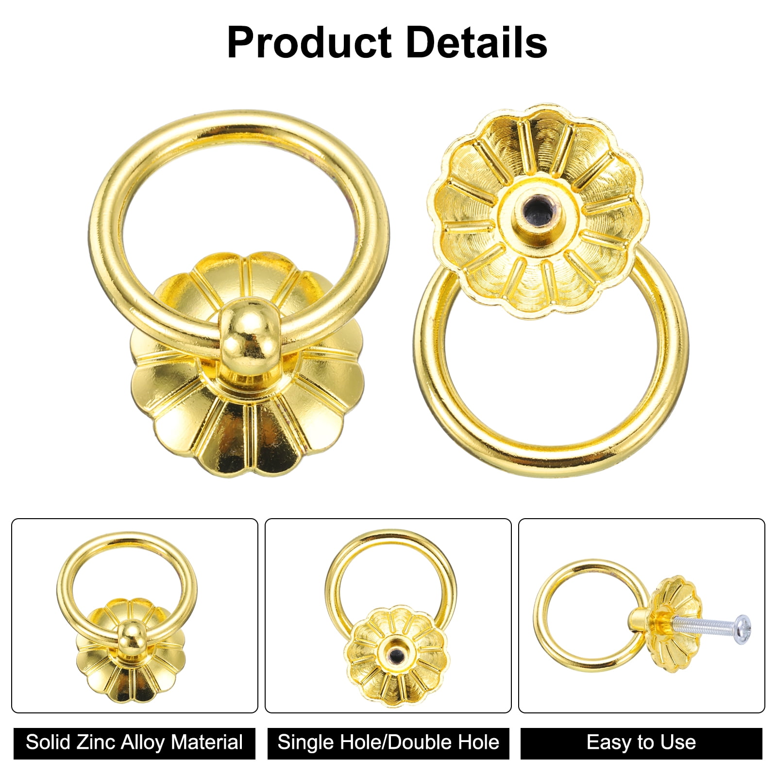 Unique Bargains Retro Dresser Pulls Handles with Screws Zinc Alloy 2Sets 1.5"