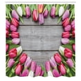 thumbnail image 3 of Ambesonne Colorful Shower Curtain, Frame of Fresh Tulips, 69"Wx75"L, Pink Green Umber, 3 of 5