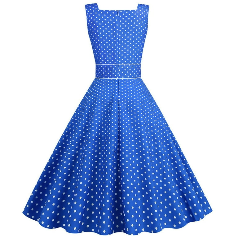 Lolmot Women 50s 60s Vintage Sleeveless Polka Dot Solid Color Cocktail  Swing Dress Retro Audrey Hepburn Evening Rockabilly Prom Party Dress Formal  A-line Mid-Length Dress - Walmart.com