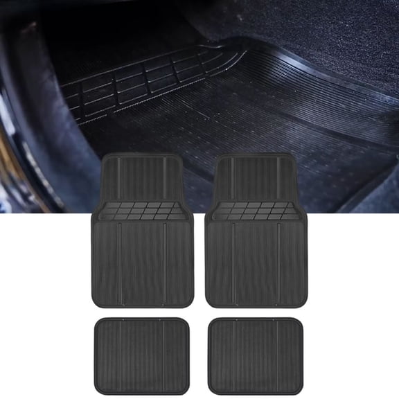 Pre-Owned Nilight Rubber Floor Mats for Cars Trucks SUVs,Universal Trim to fit for Most Vehicles,All Weather Protection Heavy Duty Floor Liners,Pack of 4