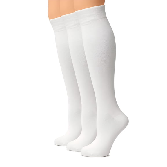 TELOLY Women'S Socks Knee-High Socks Cozy Minimalist Pure Color Socks Calf Socks for Women Cozy Breathable Socks Shoe Size 9-15In 3 Pairs White