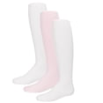thumbnail image 2 of MeMoi Infant Girl's Solid Nylon Opaque Basic Non-Binding Tights 3 Pack, 6-12, White-Pink-White, 2 of 4