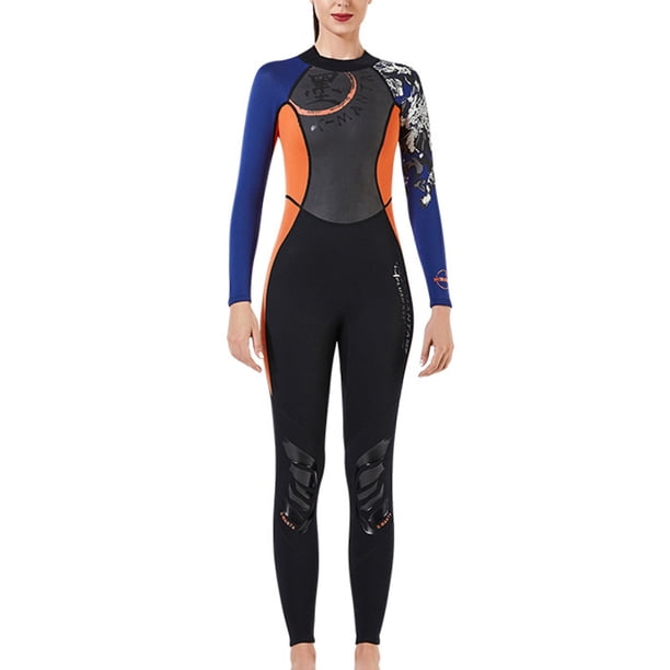 Trajes de neopreno SCR Traje de buceo de neopreno Cuerpo completo Manga larga Pantalones largos Traje de baño térmico de una pieza con cremallera trasera Traje de surf Mujer naranja S,1.5MM Inevent OD017110-20