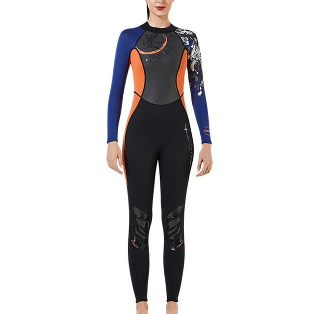 maskred Combinaisons de Plongée 1.5MM SCR Néoprène Style Chinois Manches Longues Pantalon Long Garde au Chaud Élasticité -Protection Combinaison de Surf Femme orange L