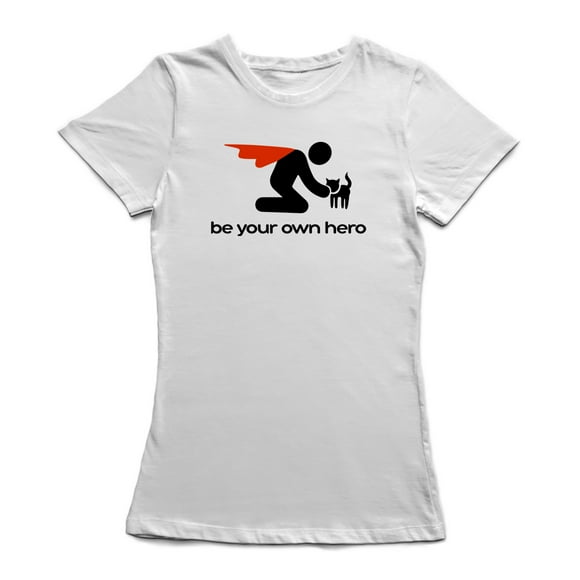 "Be Your Own Hero" Quote, Superhero With Cat Graphic Women's White T-shirt