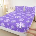thumbnail image 3 of Homewish Xmas Snowflake 3pcs Twin Sheet Sets For Teens Boys Girls,Purple White Twin Fitted Sheet,Merry Christmas Breathable Flat Sheet,Ultra Soft Home Decor, 3 of 7