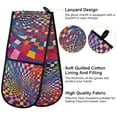 thumbnail image 2 of Yayeee Double Oven Mitt Kitchen Heat Resistant Baking 35" x7" Quilted Glove, Colorful Wavy Plaid, 2 of 6