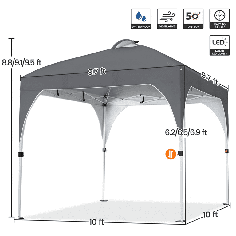 Alden Design 10 ft Pop-Up Canopy Tent W/ 17 Solar LED Lights