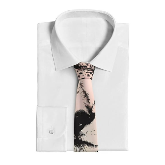 Uemuo Pink Cheetah Art Pattern Men's Necktie Classic Silk Tie Woven Jacquard Neck Ties Business Necktie Gift for Men