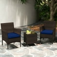 thumbnail image 1 of Costway 3 PCS Outdoor Conversation Set with Cushioned Seat & Tempered Glass Tabletop Navy, 1 of 10