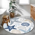 thumbnail image 4 of Blue Starfish Coastal Round Area Rug 4ft, Summer Beach Nautical Coral Sea Washable Non-Slip Circle Rugs for Bedroom Living Room Kitchen, Soft Non Shedding Circle Carpet for Dining Room Dorm, 4 of 9