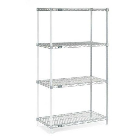 Nexel A12366C 12 x 36 x 63 in. 4 Tier Wire Shelving Add-On Unit, Chrome