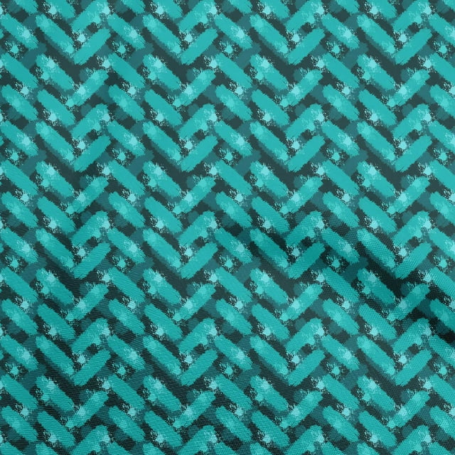 oneOone Tissu Georgette Viscose Bleu Turquoise Abstrait pour Robe Tissu Imprimé au Mètre 42 Pouces de Large