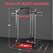 Mikolo Smith Machine Home Gym, 1800 LBS Multi-Functional Squat Rack with Lat Pull Down System, Workout Station with Weight Bar, Bend Peg and Other Functional Attachments