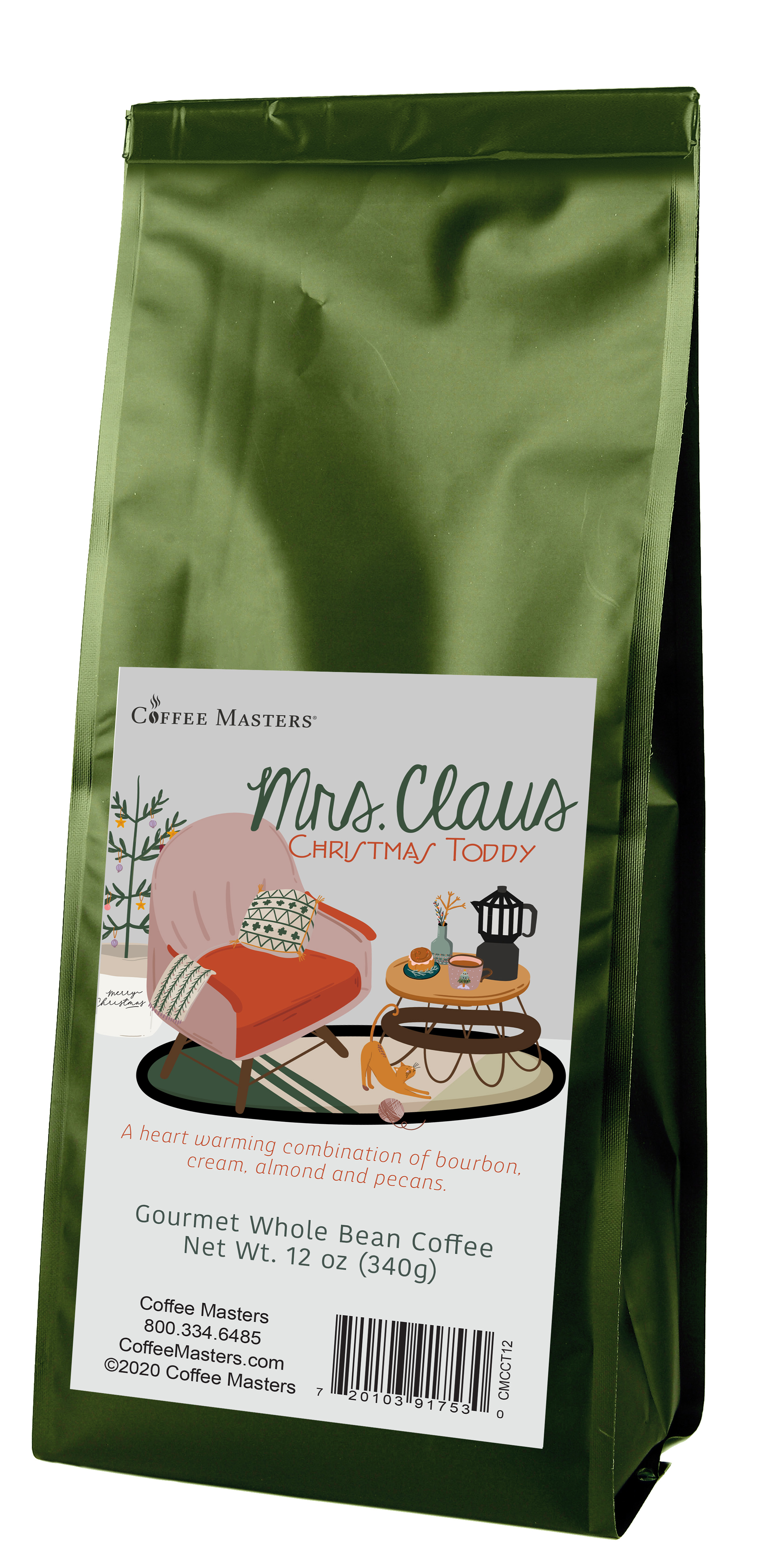 Coffee Masters Christmas Coffee Sampler - Mrs. Claus Christmas Toddy and Eggnog 12 oz Ground Coffee