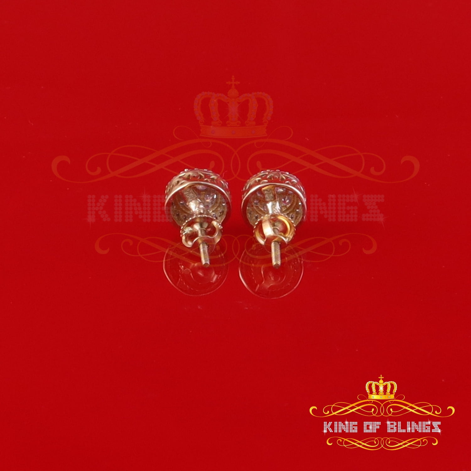 King of Bling's Men's/Womens 925 Silver Yellow 0.50ct VVS 'D' Moissanite Round Stud Earrings