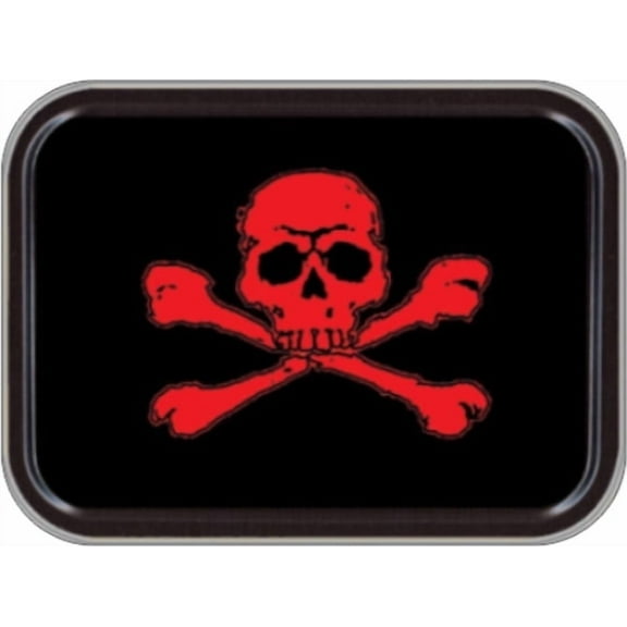 Red Skull & Crossbones Stash Tin Storage Container 4.37" L x 3.5" W x 1" H