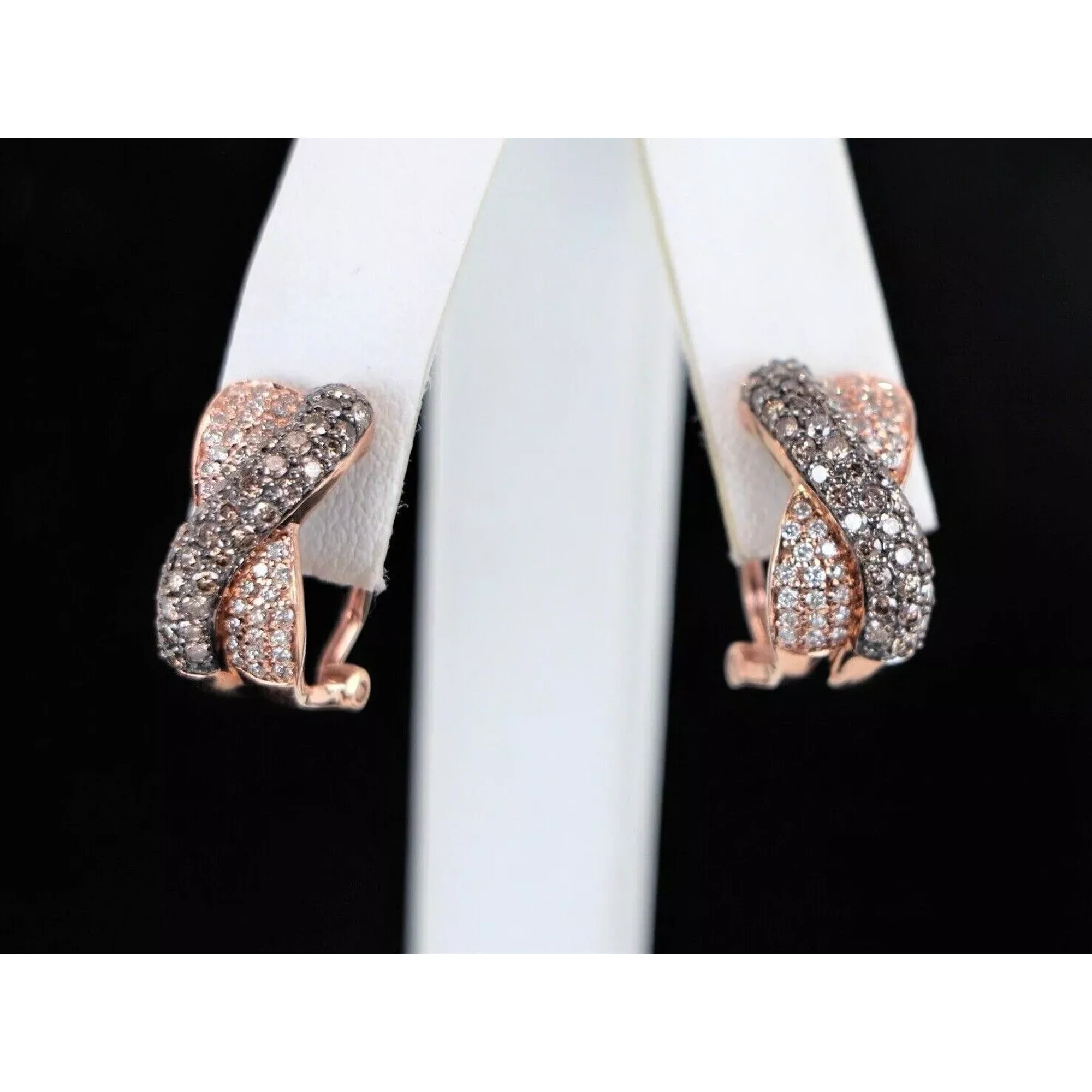2 Ct Round Simulated Diamond Huggie Hoop Earrings, 14K Rose Gold Plated Sterling Silver for Women