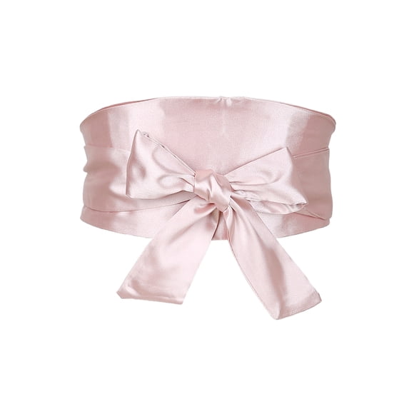 Cinturón Obi de satén para mujeres de tallas grandes, cinturón ancho de lazo autoadherente para vestido nupcial 22.83-41.73" rosa