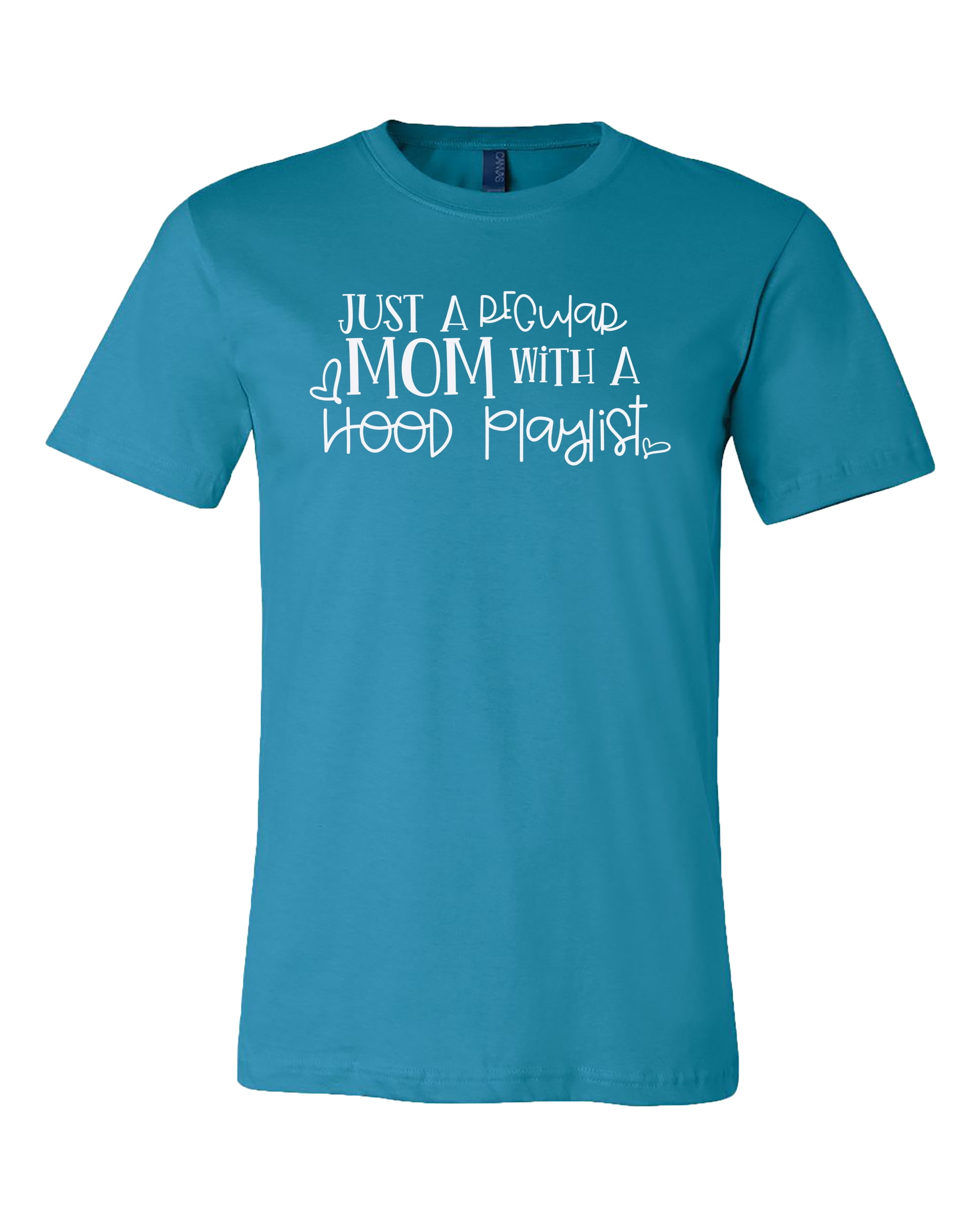Funny Regular Mom Hood Playlist Adult Short Sleeve Jersey Tee Shirt Aqua - Picture 7 of 27