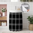 thumbnail image 4 of Black Checkered Cabinet Curtains 35"W x 35"L, Farmhouse Buffalo Plaid Modern Sink Skirt for Bathroom Vanity Kitchen Self Adhesive, Dust-Proof Privacy Curtain for Shelves Closet Laundry Room Pantry, 4 of 9