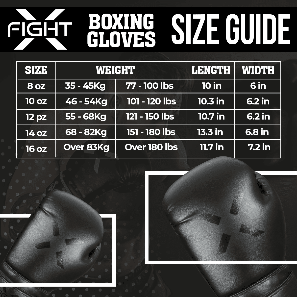 FightX Boxing Gloves for Men & Women MMA Mauy Thai Kickboxing Bag Punching Gloves (Full Black, 16oz)