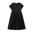 thumbnail image 5 of 2026 Summer Dress for Women Casual Cotton Linen Midi Sundress with Pockets V Neck Short Sleeve Aline Beach Dresses Fashion Trendy Outfits Loose Fit Lightweight Dresses for Ladies, 5 of 9