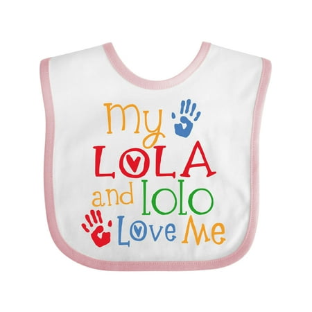 

Inktastic My Lola and Lolo Loves Me Grandchild Gift Baby Boy or Baby Girl Bib