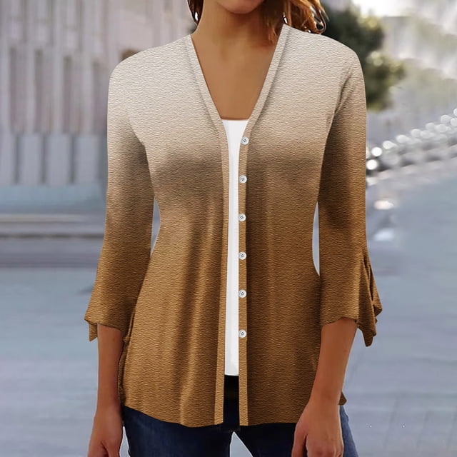 Sentmoon T-Shirts à Boutons pour Femmes Imprimé Col Rond Manches Courtes Cardigan Hauts Confortables Décontractés Basiques Grande Taille Hauts d'Été pour Femmes Offres du Jour 2025 Liquidation