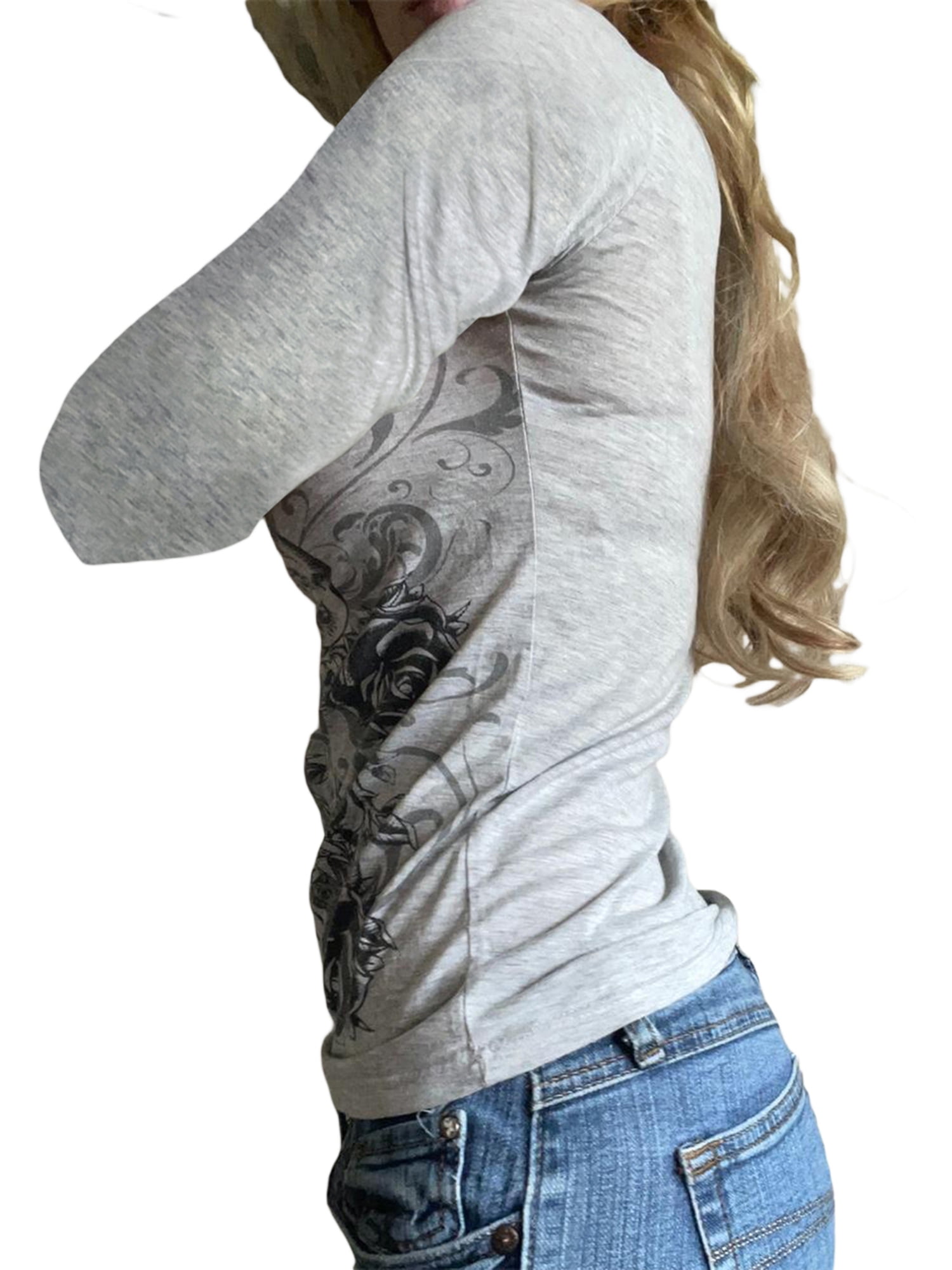 ♥ MOON FAIRY ♥MF DEMI SHIRRING LONGSLEEVE Women Y2k Fairy Grunge Fake Two-Piece Shirts Long Sleeve