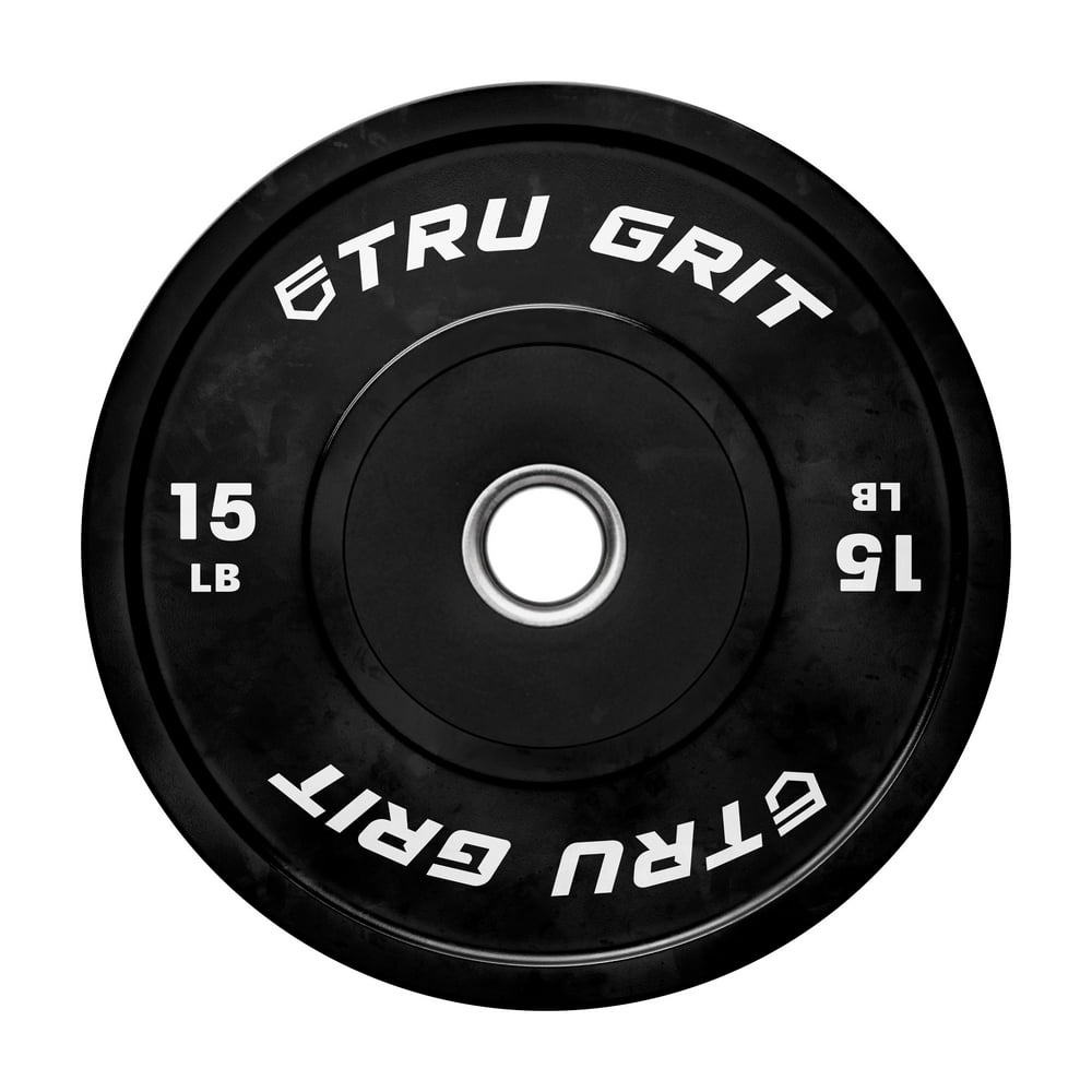 Tru Grit Fitness 15LB Olympic Bumper Plate Pair Weight Set 2