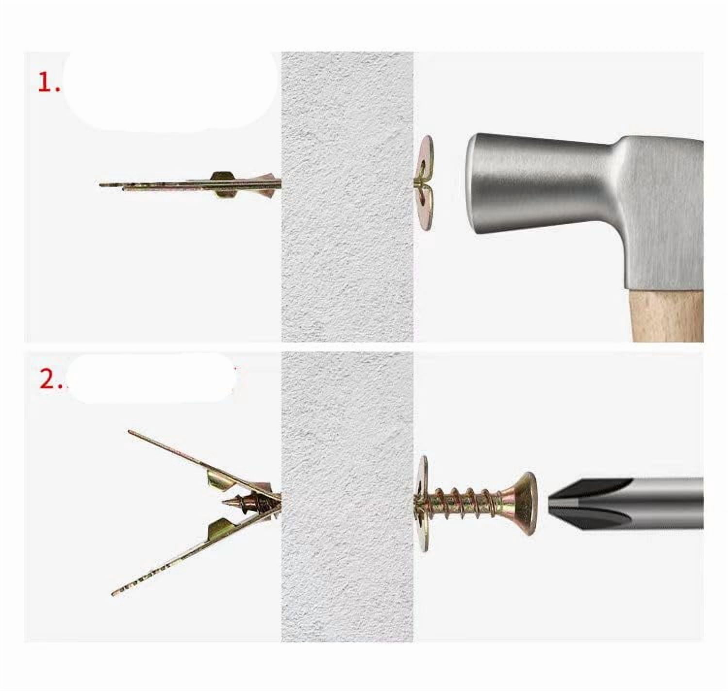 120pcs Self Drilling Drywall Anchors with Screws Kit, Zinc Plated Steel Ancors and Screws for Heavy Duty Cabinets, Shelves, Furniture, No Need to Drill Holes in Wall (3 Sizes)