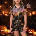 thumbnail image 2 of KPOPLK Girls Pajama Sets Cotton Sleepwear Button Down Short Sleeve with Ruffle Shorts PJS 2-12Y,Size 8-9 Years, 2 of 6